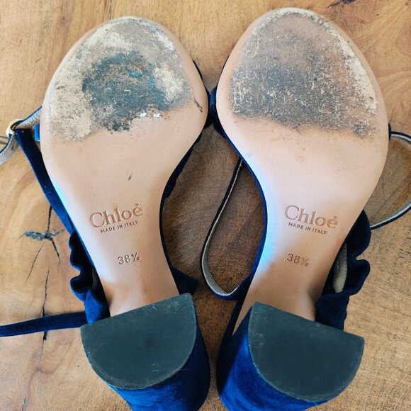 CHLOE Suede Block Heels - Picture 7 of 7